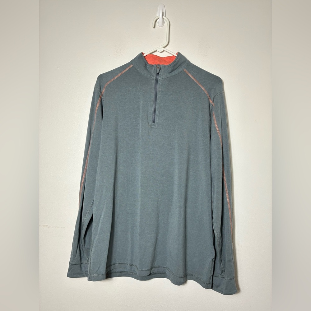 TASC 1/4‎ Zip Pullover Athletic Top Sz M Gray 100% Bamboo
